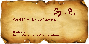 Száz Nikoletta névjegykártya
