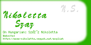 nikoletta szaz business card